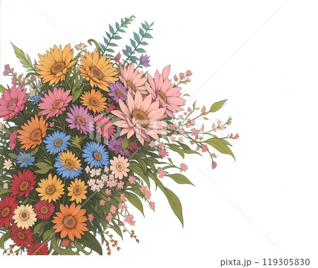 AIで生成した鮮やかな花束 119305830