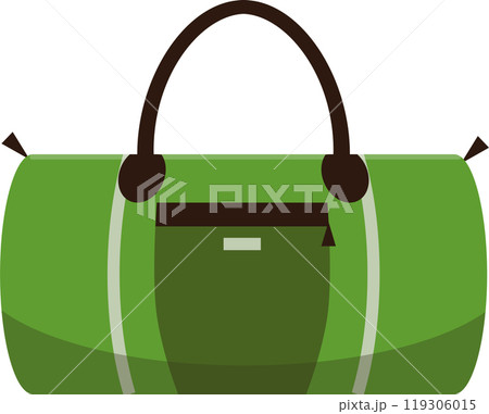 Stylish green travel bag with zipper and pocket, perfect for illustrating travel excitement. Ideal for packing essentials and starting new adventures 119306015