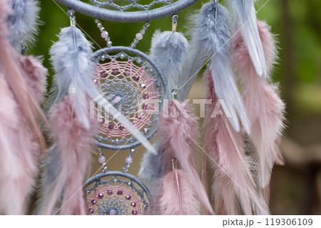 Handmade dream catcher with feathers threads and beads rope hanging Handmade dream catcher with feathers threads and beads rope hanging 119306109