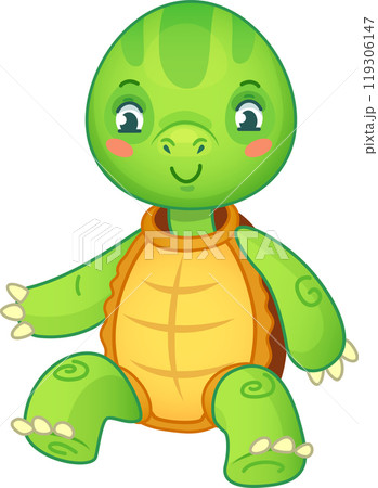 Cute cartoon turtle with a happy expression, perfect for kids projects 119306147
