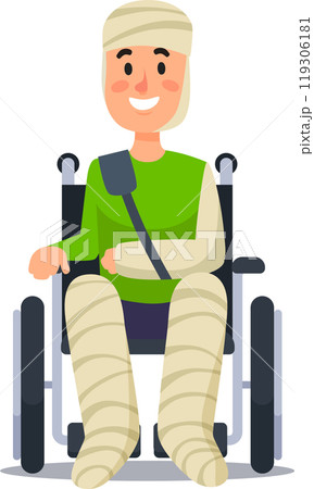 Heartwarming cartoon shows a patient healing in a wheelchair, radiating hope and positivity despite injuries Heartwarming cartoon shows a patient healing in a wheelchair, radiating hope and positivity despite injuries 119306181