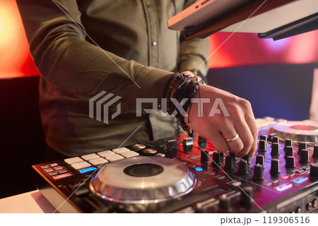 Audio Mixing Console in a Recording Studio with advanced sound production capabilities 119306516