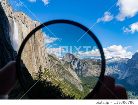 Sunny view of the beautiful half dome at Yosemite National Park 119306796