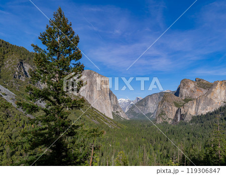 Sunny view of the valley view landscape at Yosemite National Park 119306847