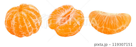Tangerine or clementine peeled isolated on white background with full depth of field. Tangerine or clementine peeled isolated on white background with full depth of field. 119307151