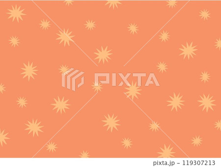 Funky yellow stars burst on orange background. Stock vector illustration in flat style. 119307213