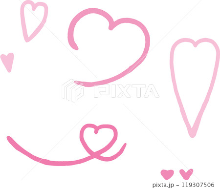 ピンクの水彩ハートの手描きあしらいセット 119307506