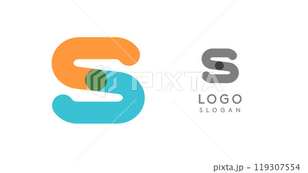 Soft rounded trendy logo, geometric colorful letter S with a modern tech feel, playful monogram design for corporate identity, creative branding, logotype template. Vector logotype 119307554