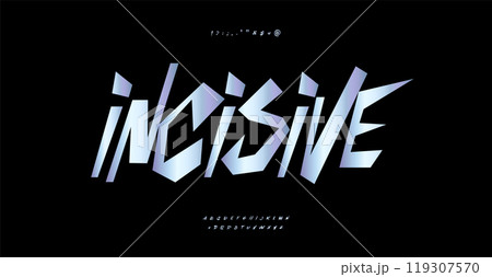 Acute rough alphabet, sharp geometric letters, incisive font for funny logo, angular dynamic headline. Cartoon typographic design. Vector typeset 119307570