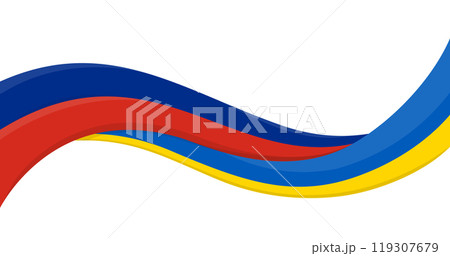 Wavy ribbon banner of Ukraine National flag with Slovenia National Flag. Unity and cooperation symbol. Logo for charity social events, NGO, sports team, peace summit. Vector illustration. 119307679