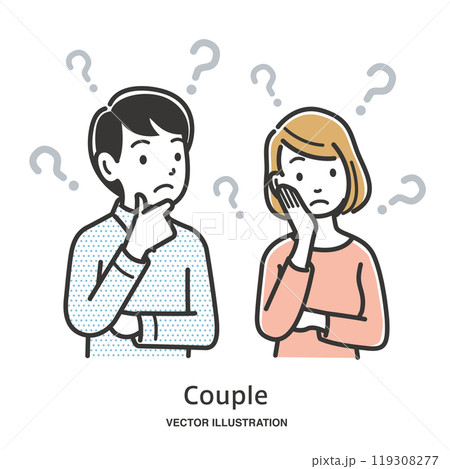 いろいろ悩む若い夫婦 119308277