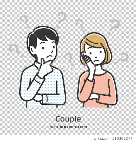 いろいろ悩む若い夫婦 119308277