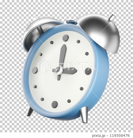 Isolated 3D alarm clock with metallic bell 119308476
