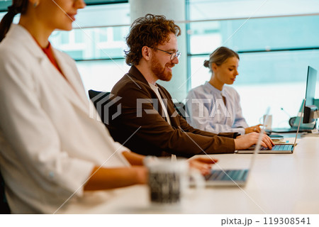 The Collaborative Work Environment in a Modern Office Setting is crucial for success 119308541