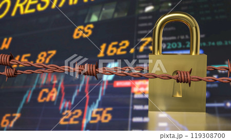 Golden lock for security  or Business concept 3d rendering. 119308700