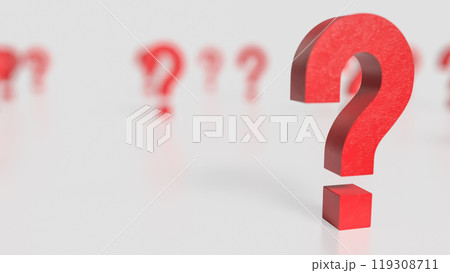 The red question mark on white background 3d rendering. 119308711