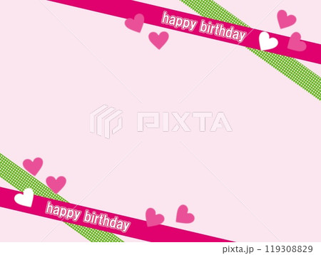 ハッピーバースデー　happy birthday　フレーム　ハート 119308829