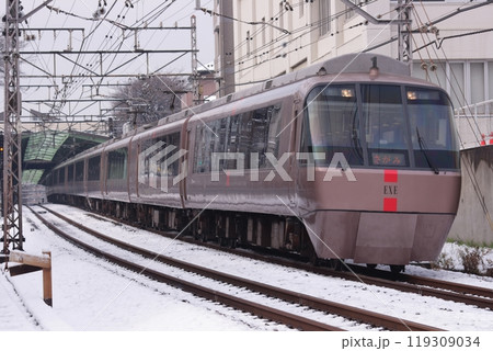 一面の雪景色に包まれた多摩地区を駆け抜ける小田急30000形特急ロマンスカー_2010/2/2撮影 一面の雪景色に包まれた多摩地区を駆け抜ける小田急30000形特急ロマンスカー_2010/2/2撮影 119309034
