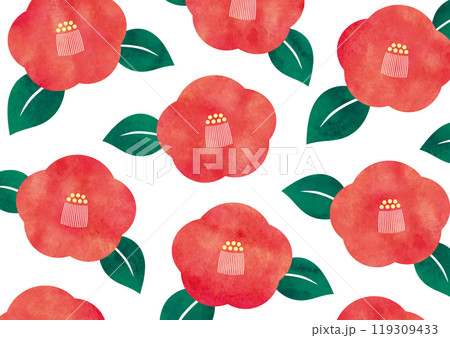 水彩の椿模様 水彩の椿模様 119309433