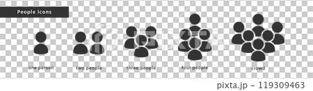 象形圖人圖示集從一個人到多人(黑色和白色) 象形圖人圖示集從一個人到多人(黑色和白色) 119309463