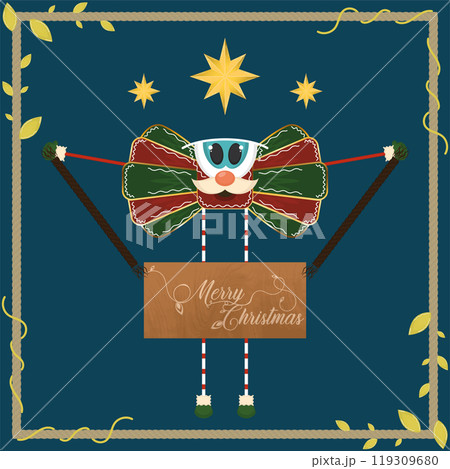 Merry christmas card Decoration ribbon cartoon Vector Merry christmas card Decoration ribbon cartoon Vector 119309680