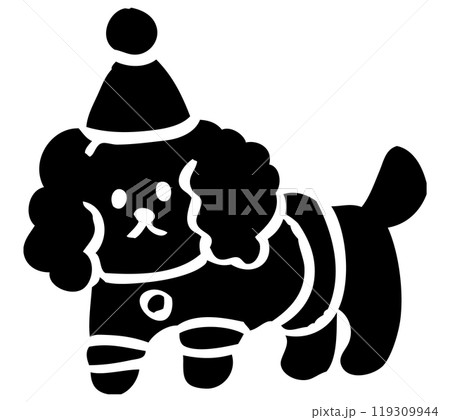 仮装した犬の版画風ベクターイラスト 119309944