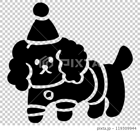 仮装した犬の版画風ベクターイラスト 119309944