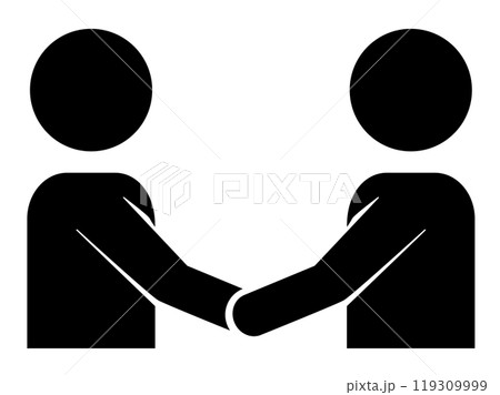 低い位置で握手する会社員や契約成立や交渉成立や協創のイメージ 119309999