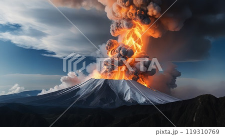 富士山の大噴火/イラスト 119310769