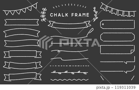 チョーク風のフレームやラインのベクターイラスト。 チョーク風のフレームやラインのベクターイラスト。 119311039