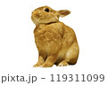 茶色いうさぎの切り抜き　おすわり 119311099