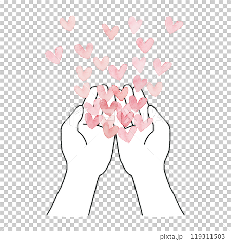 小さなハートが両手から飛び立つイメージイラスト 小さなハートが両手から飛び立つイメージイラスト 119311503