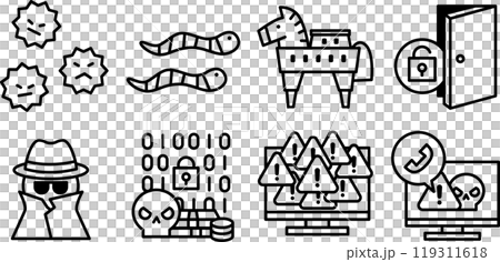 8 種類型的惡意軟體圖示集 8 種類型的惡意軟體圖示集 119311618