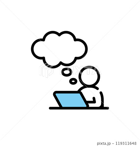 パソコン　考える　悩む　人 119311648
