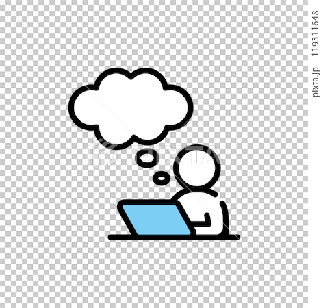 パソコン　考える　悩む　人 119311648