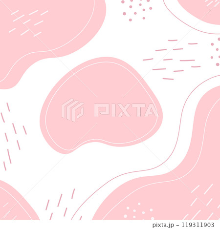 Abstract spots, different stroke, dots and lines. Decorative background texture in trendy soft pink 119311903