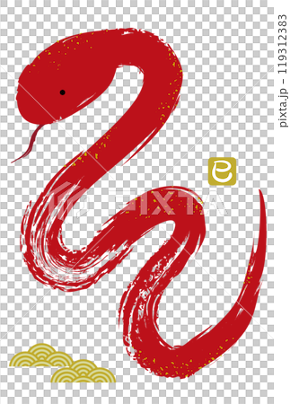 2025蛇年手寫筆畫蛇插畫/紅色 119312383