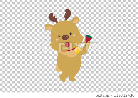 Illustration of a reindeer holding a cracker Illustration of a reindeer holding a cracker 119312436