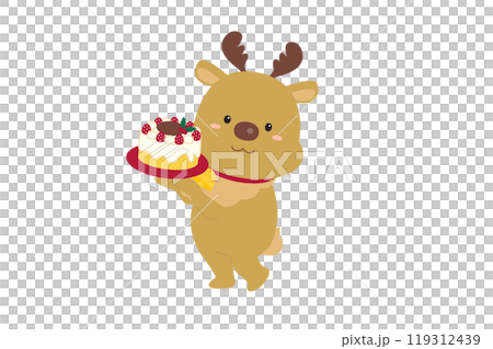 クリスマスケーキを持ったトナカイ クリスマスケーキを持ったトナカイ 119312439
