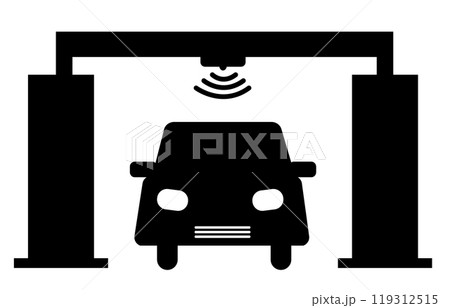 Electronic toll icon. freeway with toll checkpoint gate sign. Electronic toll symbol. flat style. Electronic toll icon. freeway with toll checkpoint gate sign. Electronic toll symbol. flat style. 119312515