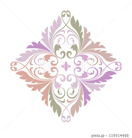 Damask graphic ornament. Floral design element. Colored vector pattern Damask graphic ornament. Floral design element. Colored vector pattern 119314488
