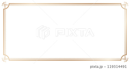 rectangle frame ornamental corner golden colors isolated on white backgrounds simple line corner ornate pattern for design frame for your text or image, borders divider, labels, certificate completion 119314491