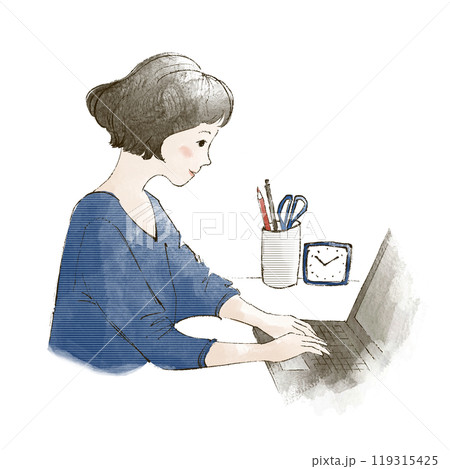 ノートパソコンで仕事をする女性 119315425