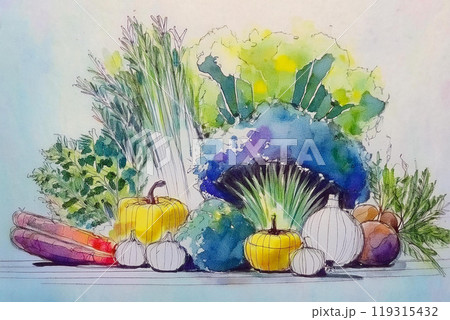 野菜の水彩画イメージのイラスト素材 [119315432] - PIXTA