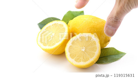 新鮮なレモン （ 白背景 ） 119315631