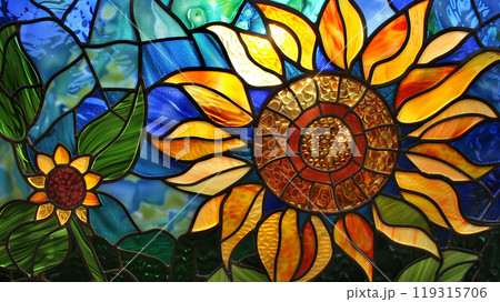 ステンドグラス風 ひまわり ヘアゴム ステンドグラス風 ひまわり ヘアゴム ステンド グラス ひまわり