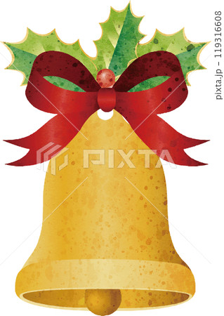 christmas　bell　クリスマスベル　水彩　オーナメント　飾り　素材 119316608