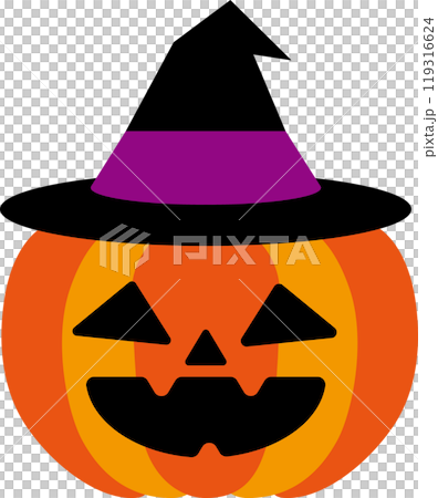 Halloween pumpkin wearing a hat 119316624