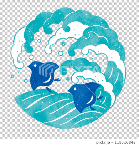 Rough waves and plover, Namimaru illustration 119316848