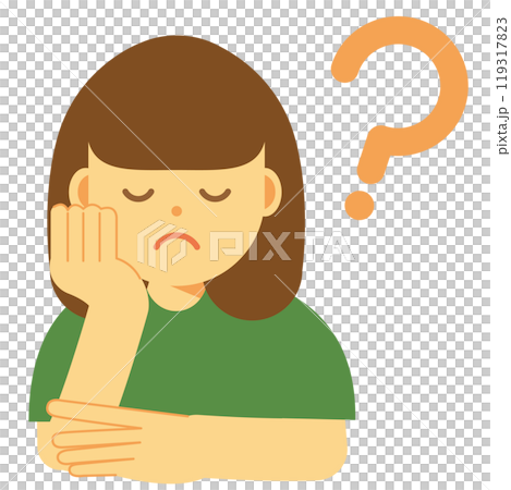 一個女人思考與懷疑的插圖 一個女人思考與懷疑的插圖 119317823
